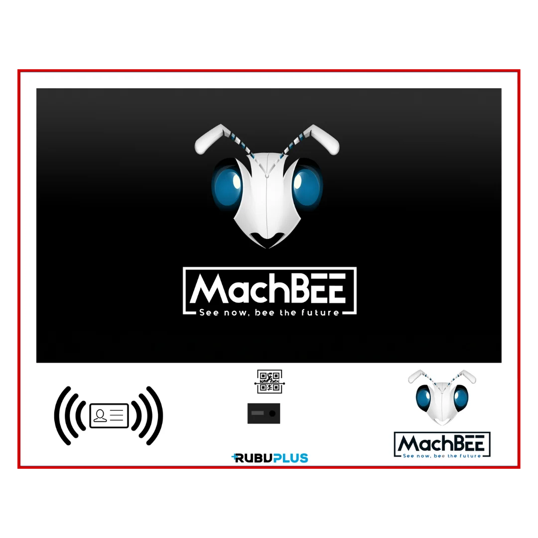 Siyah çerçeveli MachBEE 10.1' operatör IoT ekranı